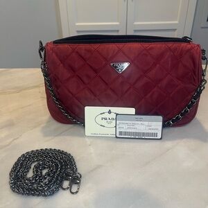 Prada Authentic Tessuto Quilted Shoulder Large Crossbody Bag, 2 straps incl.